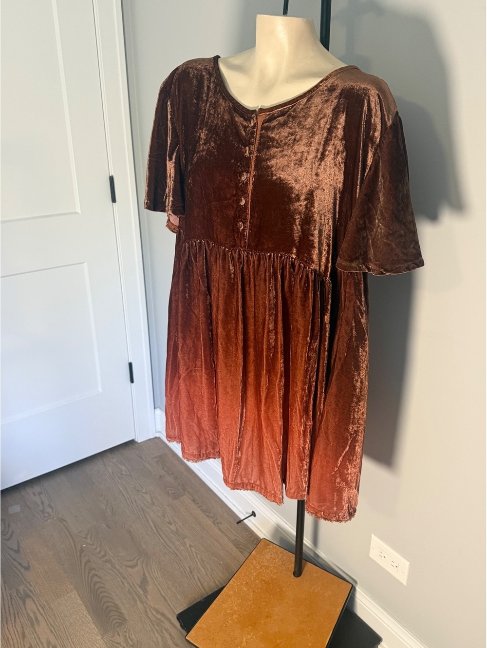 Free People Velvet Ombre Babydoll Dress Medium